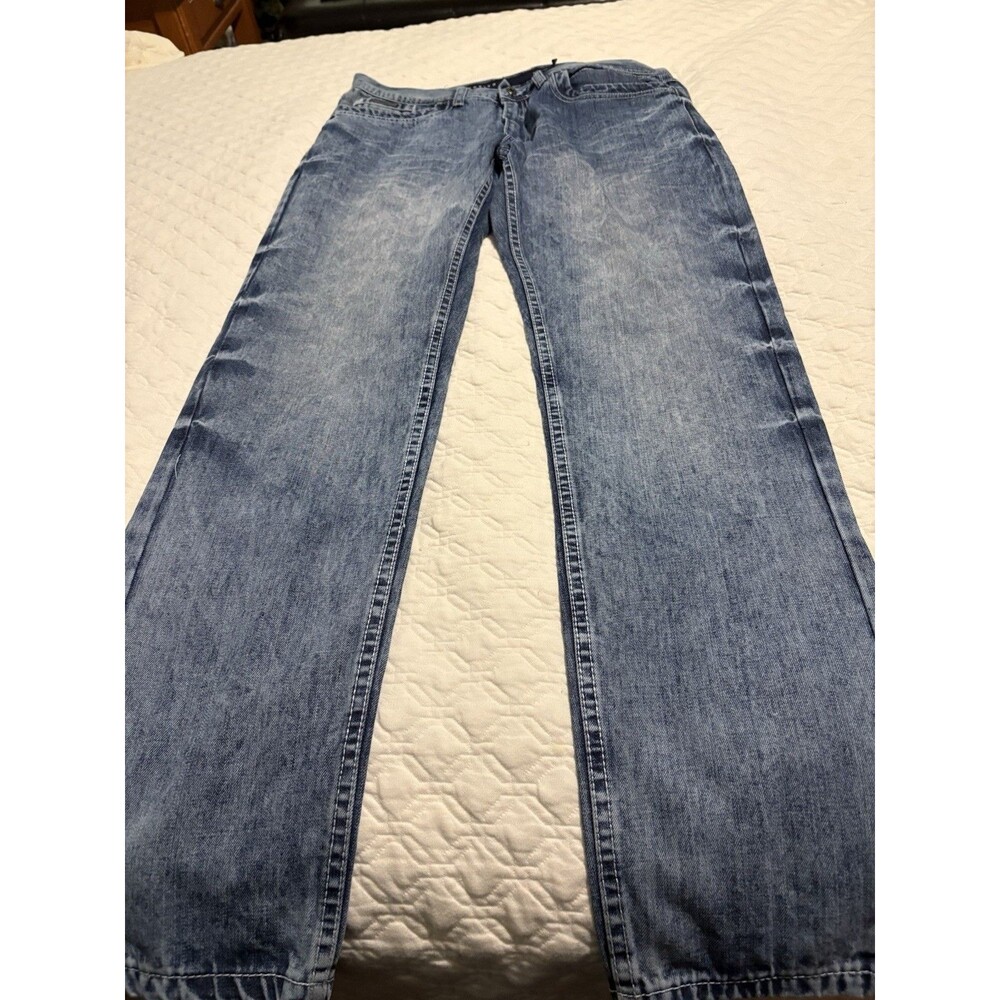 Vintage Y2K Parish Nation Mens Med Wash Blue Casual Dress Denim-Zip Ankle-Sz 36